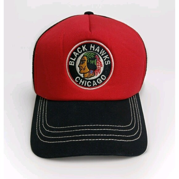 Vintage Chicago Blackhawks Trucker Snapback Hat Cap CCM NHL Mesh Back Y2K - Picture 1 of 7